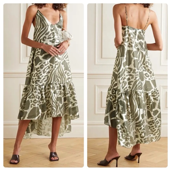 Adam Lippes Dresses & Skirts - Adam‎ Lippes Ruffled Lamé Midi Dress Silk Blend